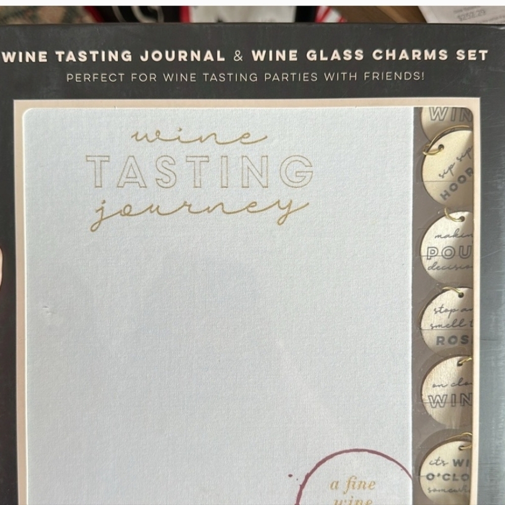 Wine Tasting Journal and Wine Glass Charms Set